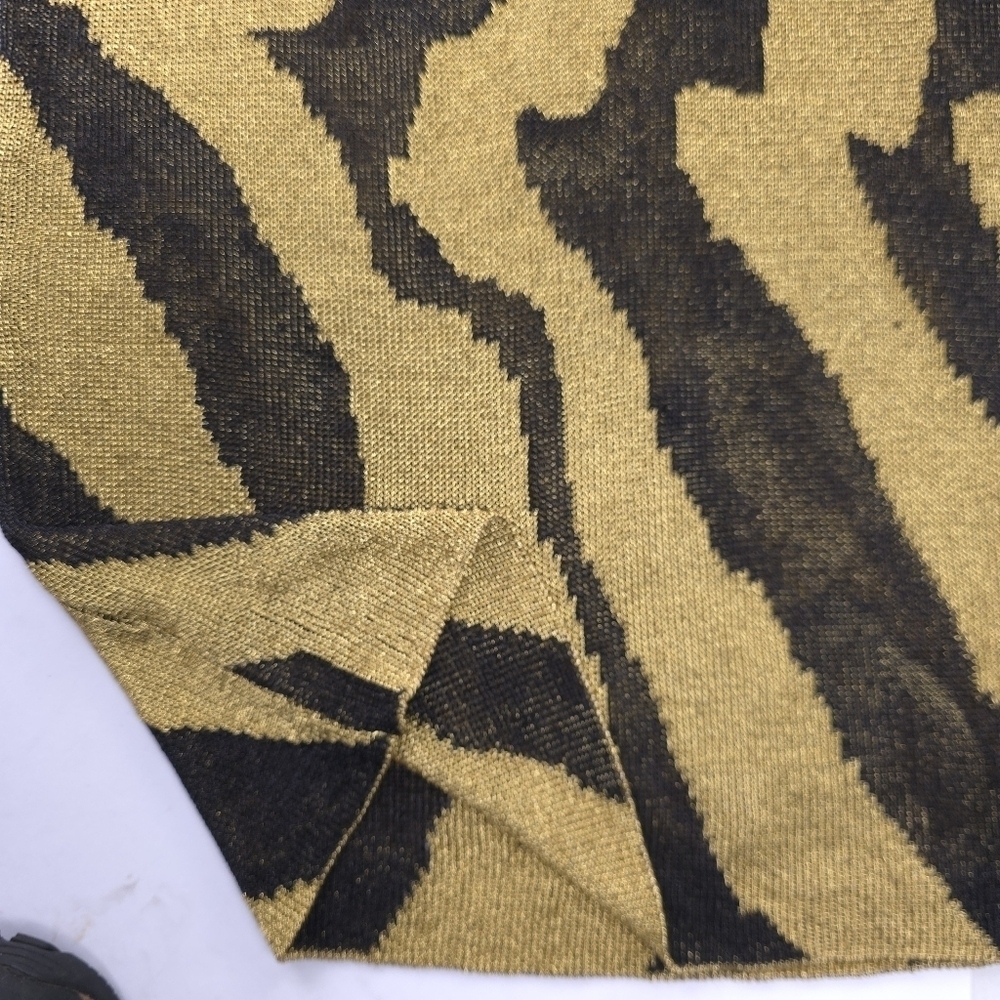 New Fashion Nova Gold and Black Metallic Zebra Patterned Dress Sz L - Picture 8 of 11